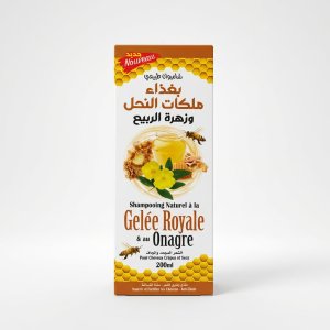 🌿 Shampooing Naturel à la Gelée Royale & à l’Onagre – شامبو غذاء ملكات النحل وزهرة الربيع الطبيعي